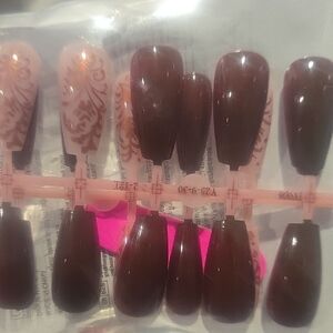 Brown and Pink Press-On Nails